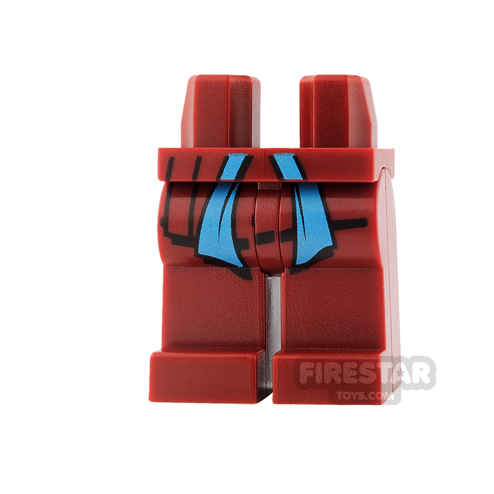 LEGO Mini Figure Legs - Dark Red with Dark Azure Sash