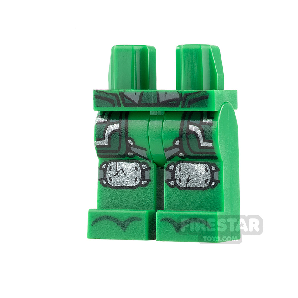 LEGO Mini Figure Legs - Green Robe with Cracked Knee Pads