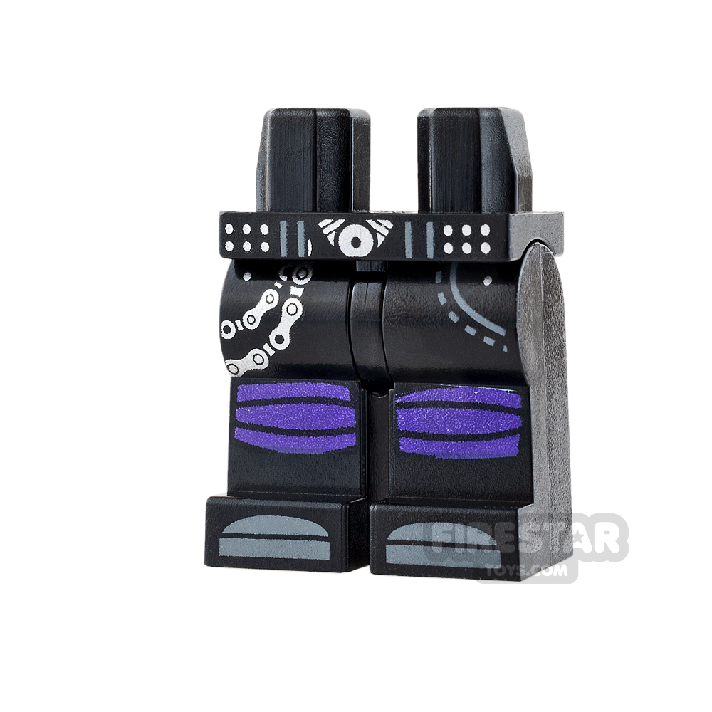 LEGO Mini Figure Legs - Black with Purple Knee Wrappings