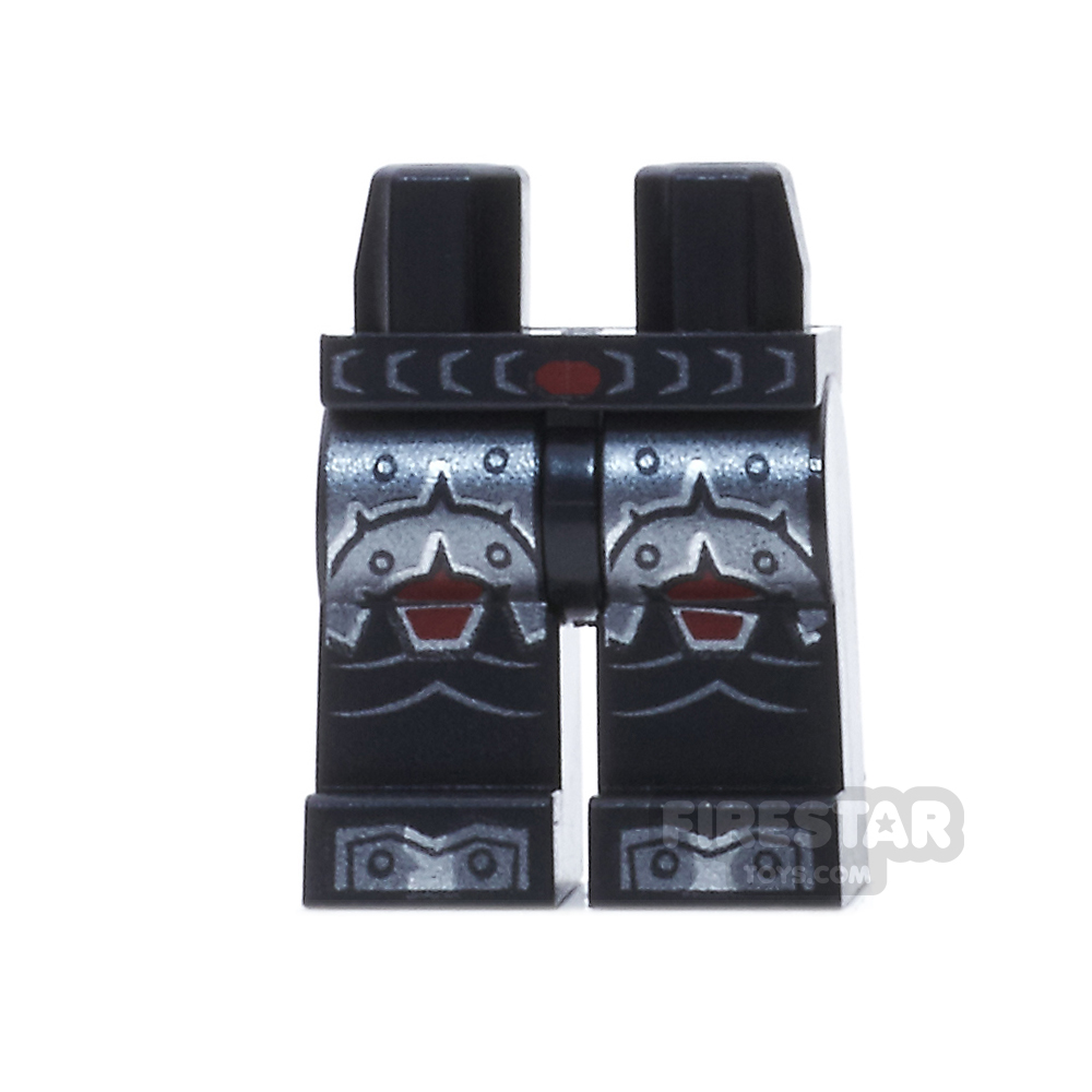 LEGO Mini Figure Legs - Dark Red and Silver Scaled Armour BLACK
