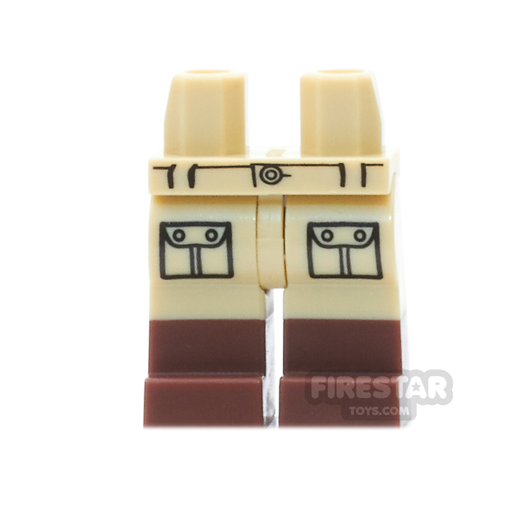 LEGO Mini Figure Legs - Tan With Pockets and Reddish Brown Boots TAN