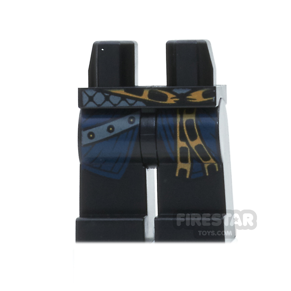LEGO Mini Figure Legs - Black With Belt and Coat Straps