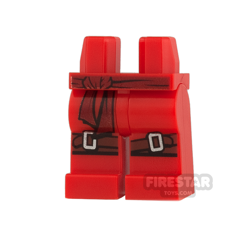 LEGO Mini Figure Legs - Red with Dark Red Sash and Knee Belts