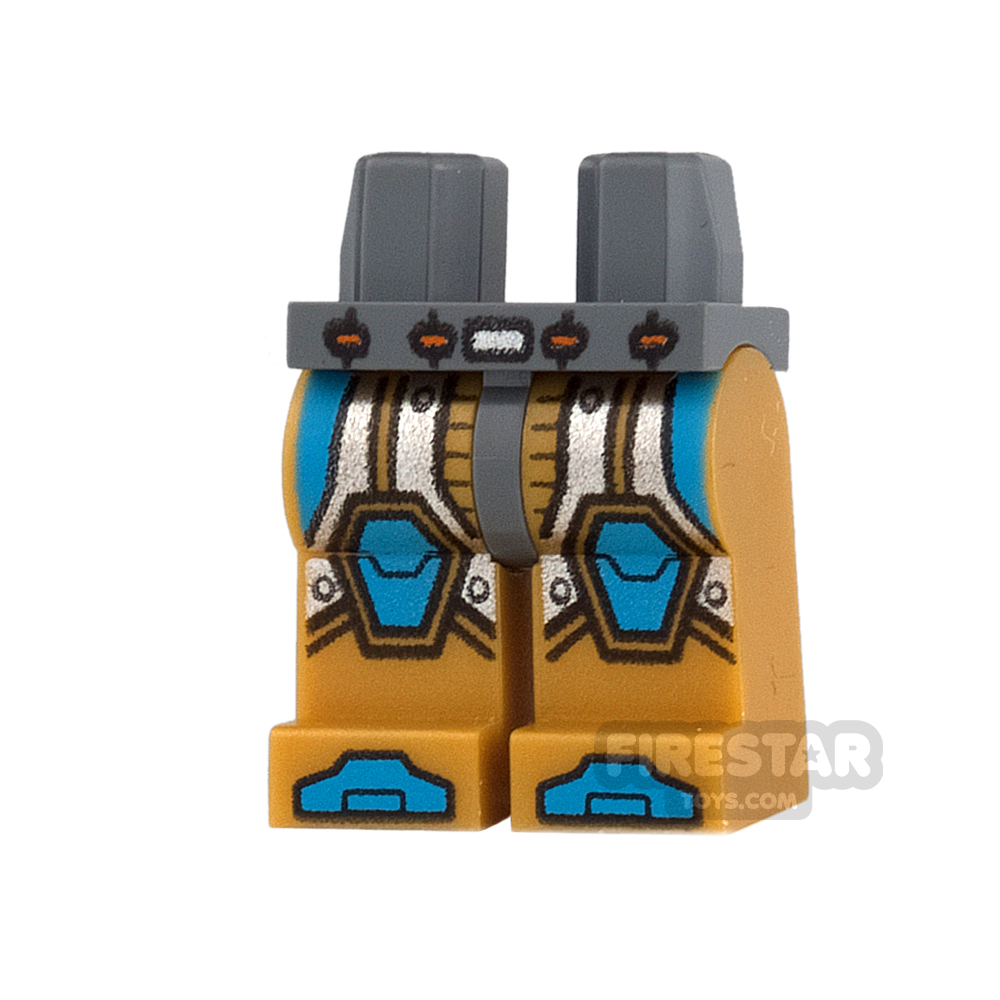 LEGO Mini Figure Legs - Gold and Azure Circuitry PEARL GOLD