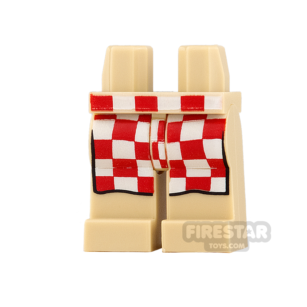 LEGO Mini Figure Legs - Red and White Checkered Apron TAN