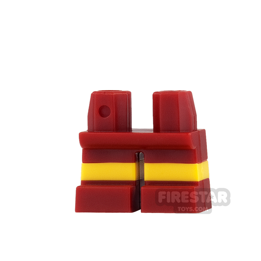 LEGO Mini Figure Legs - Short - Dark Red Shorts with Yellow Stripes DARK RED