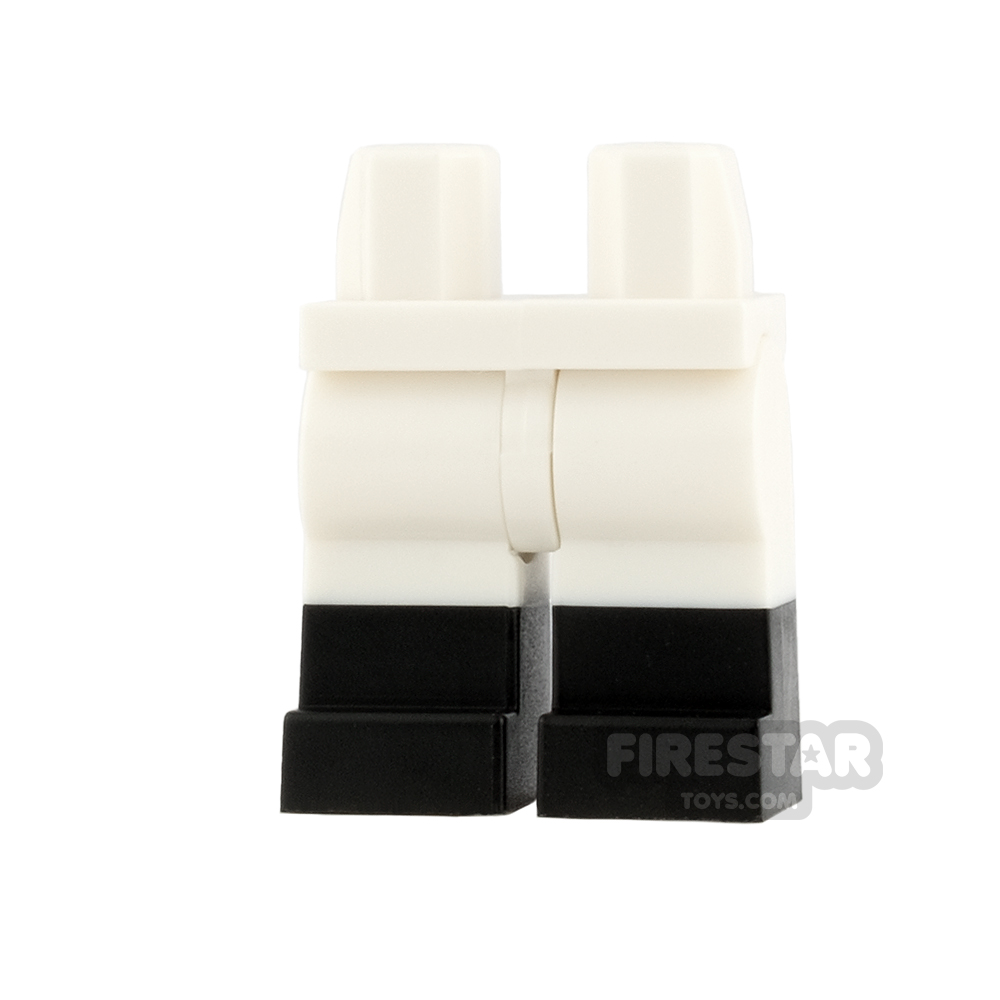 LEGO Minifigure Legs Black Boots WHITE