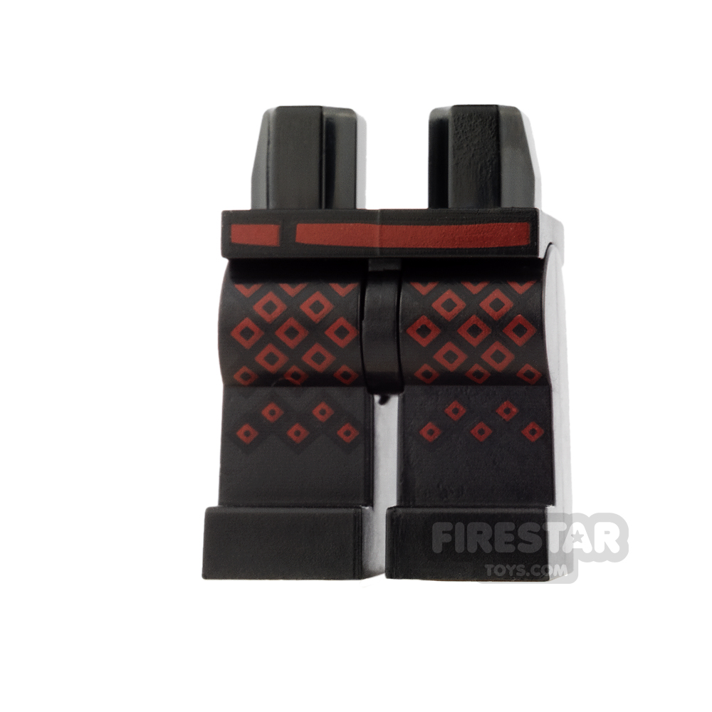 LEGO Mini Figure Legs - Dark Red Diamonds and Belt BLACK