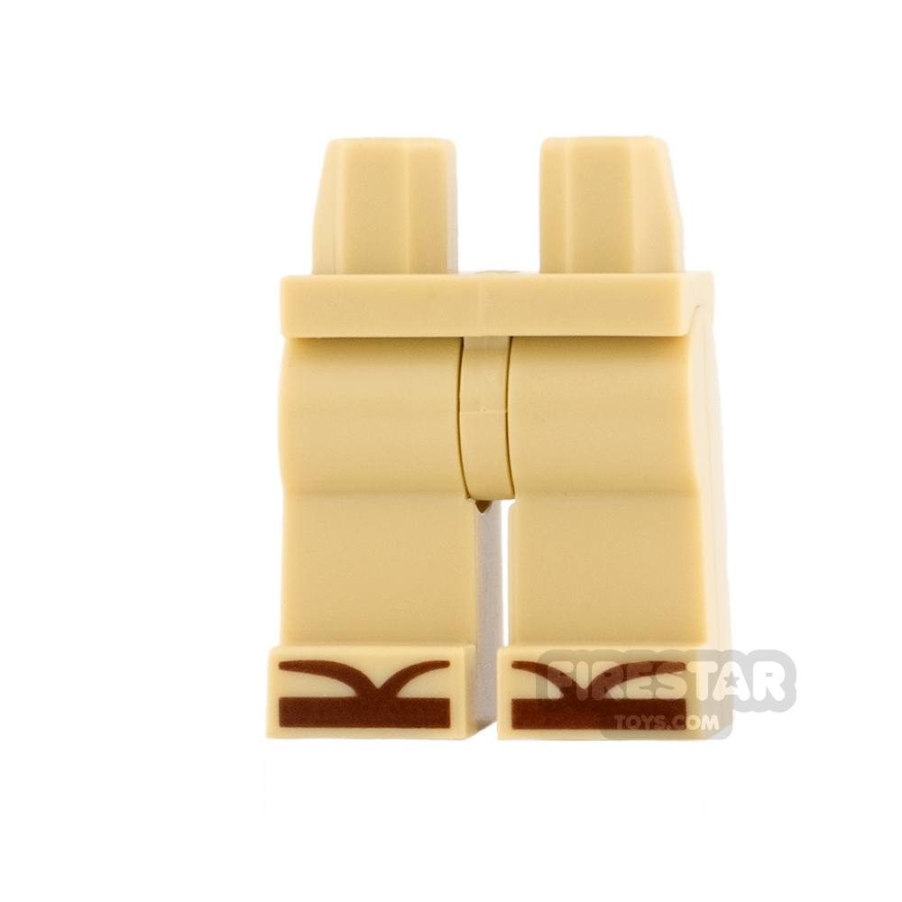 LEGO Mini Figure Legs - Tan with Reddish Brown Sandals