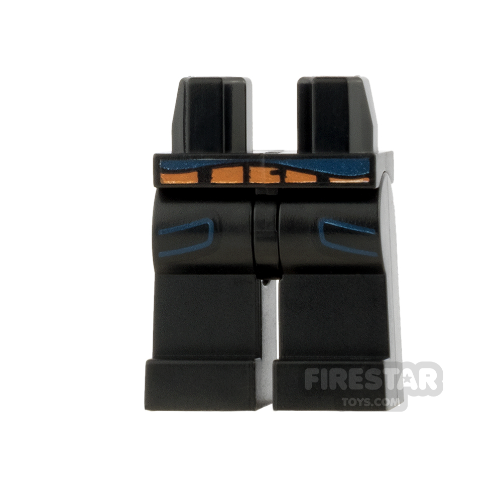 LEGO Mini Figure Legs - Black with Blue Pockets and Skirt Tail