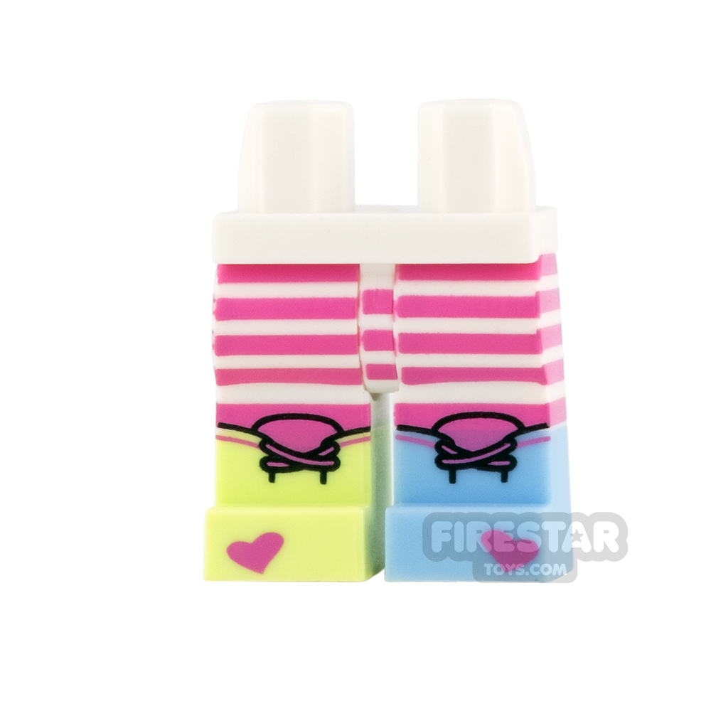 LEGO Mini Figure Legs - Striped with Pastel Boots and Hearts