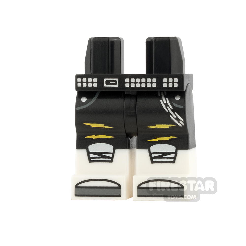 LEGO Mini Figure Legs - Black with White Boots and Chain
