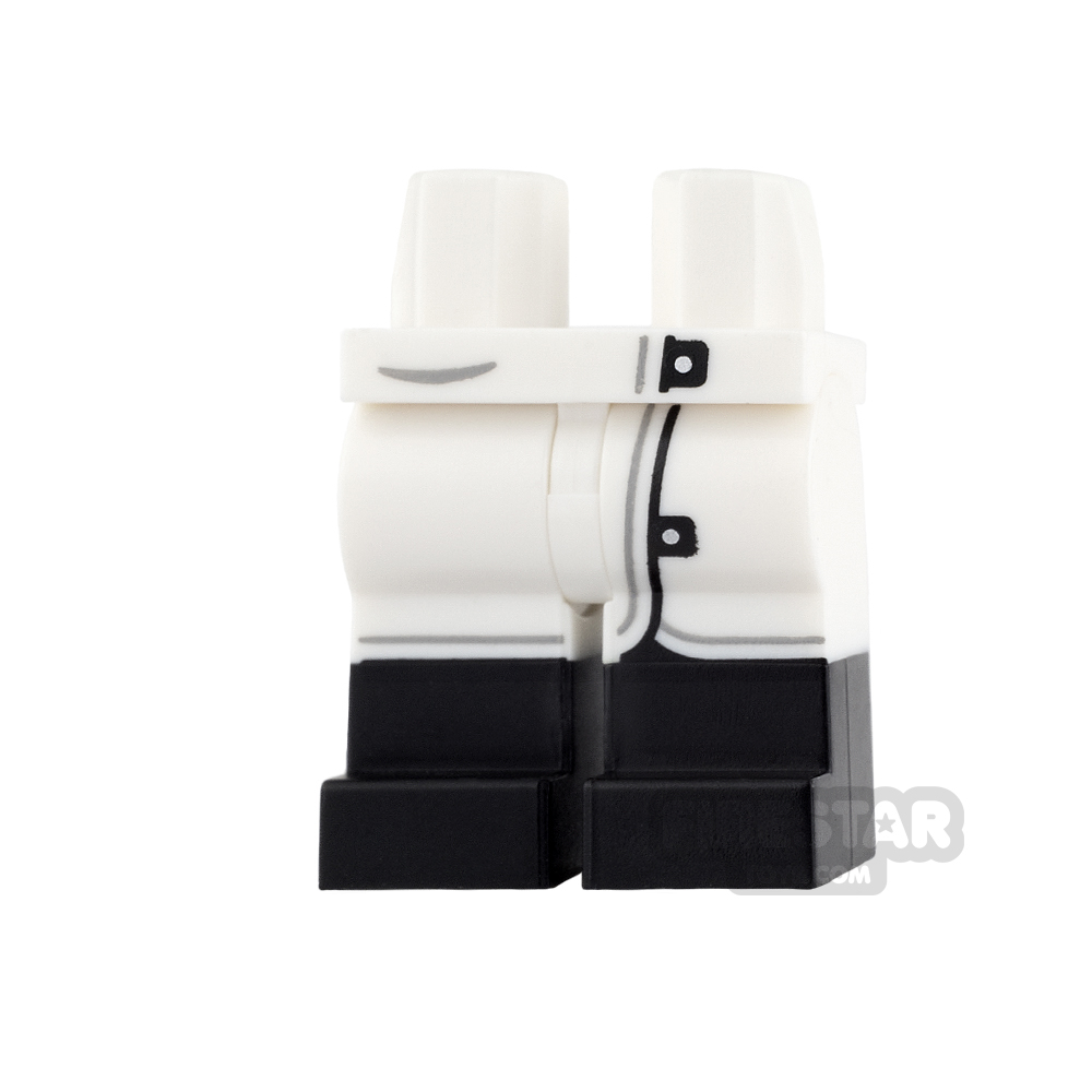 LEGO Mini Figure Legs - White Lab Coat with Black Boots WHITE