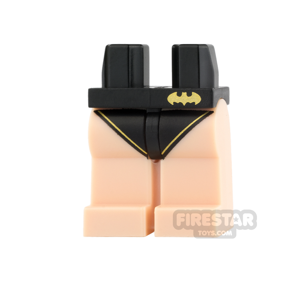 LEGO Mini Figure Legs - Black Swimming Trunks with Gold Bat 