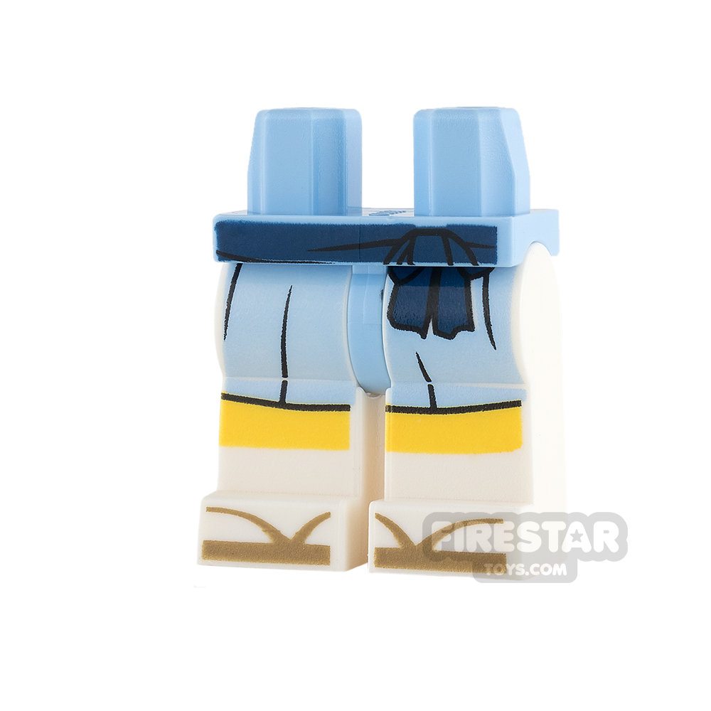 LEGO Mini Figure Legs - Bright Light Blue Skirt and Dark Tan Zori Sandals
