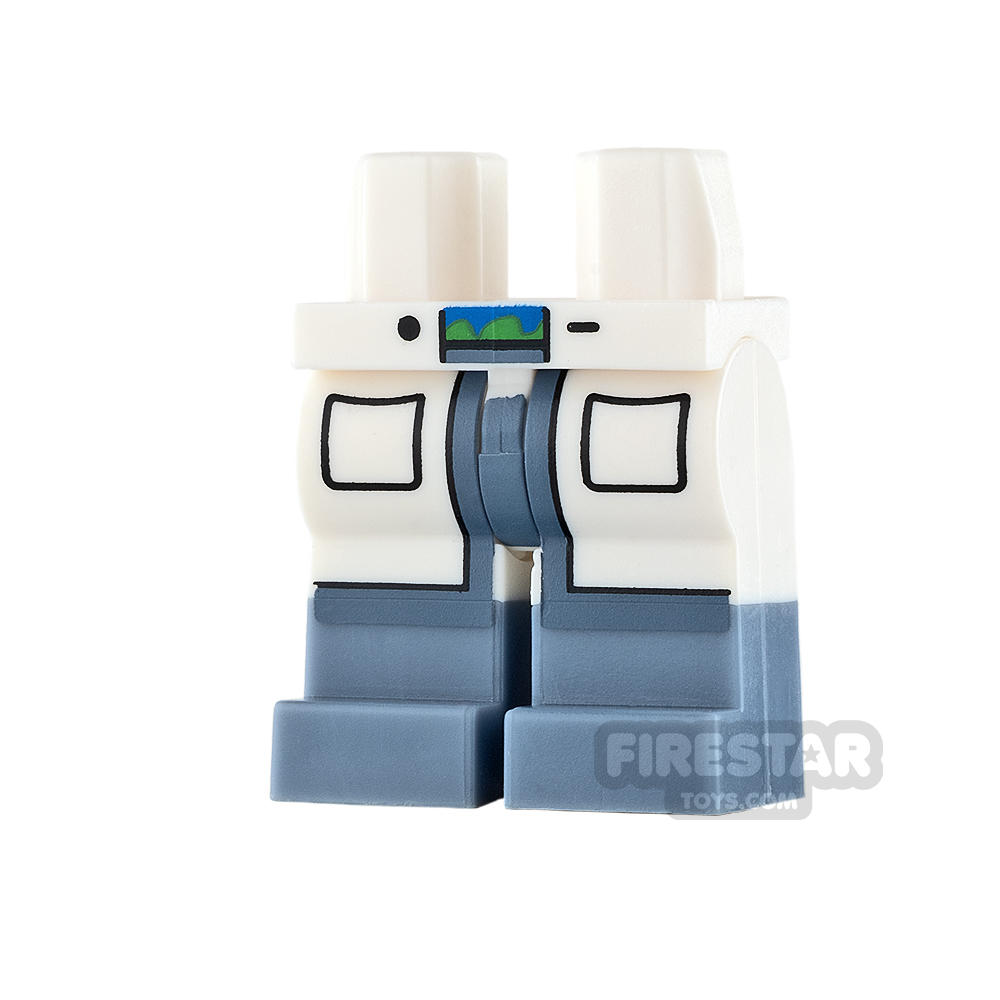 LEGO Mini Figure Legs - Sand Blue with White Lab Coattails