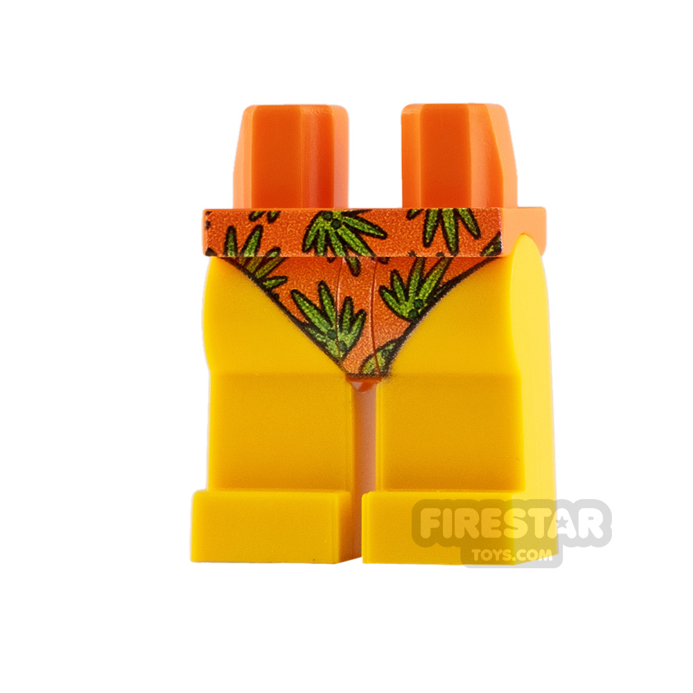 Custom Design Legs Bikini Bottoms Orange with Leaves YELLOW