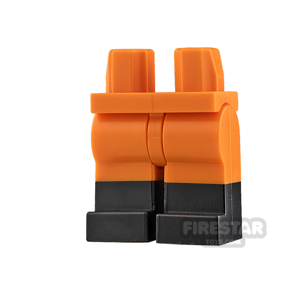 LEGO Minifigure Legs Black Boots ORANGE