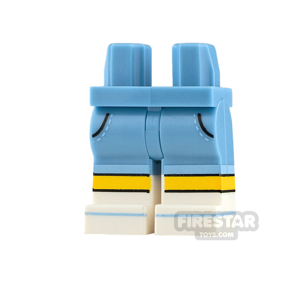 LEGO Minifigure Legs Yellow Stripes and Pockets MEDIUM  BLUE