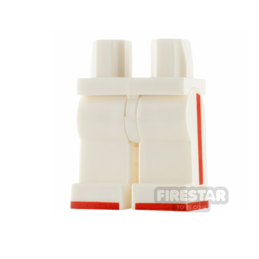 LEGO Minifigure Legs Red Stripes on the Side and Toes WHITE