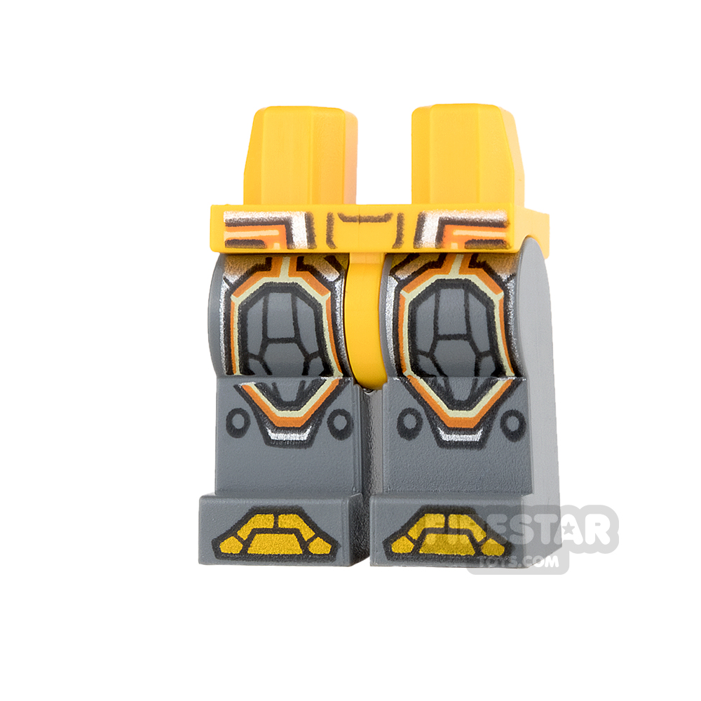 LEGO Mini Figure Legs - Orange Armour, Circuitry and Knee Pads BRIGHT LIGHT ORANGE