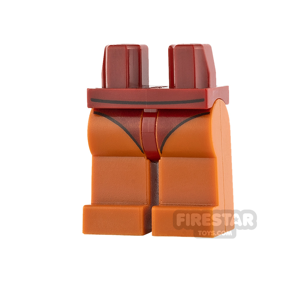 LEGO Mini Figure Legs - Dark Orange with Dark Red Leotard DARK ORANGE