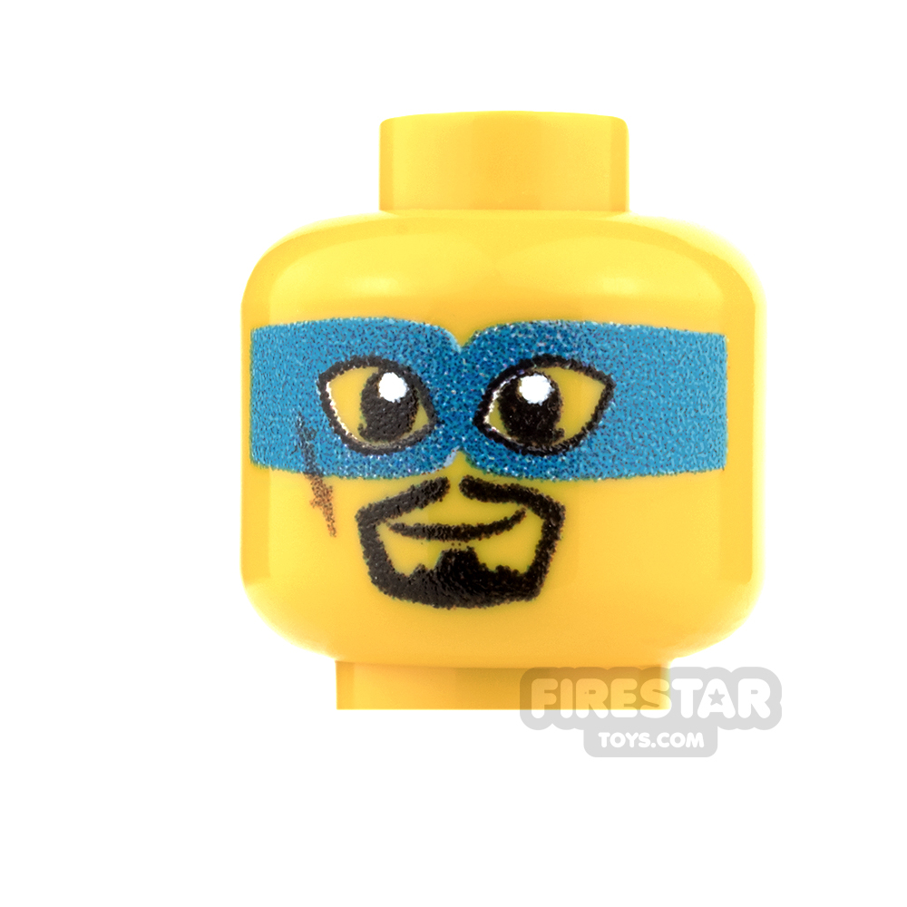 Custom Mini Figure Heads - Male Super Hero - Azure Mask