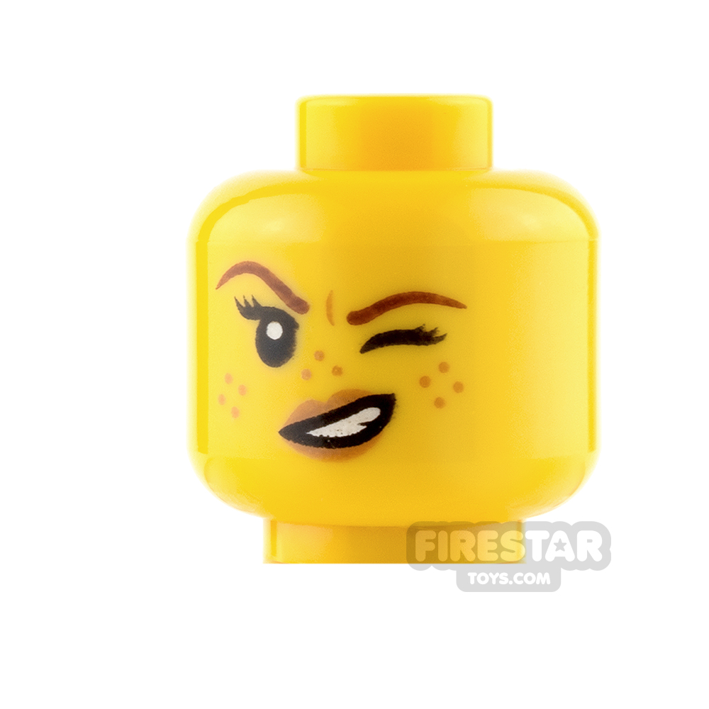 LEGO Mini Figure Heads - Freckles and smile / Wink