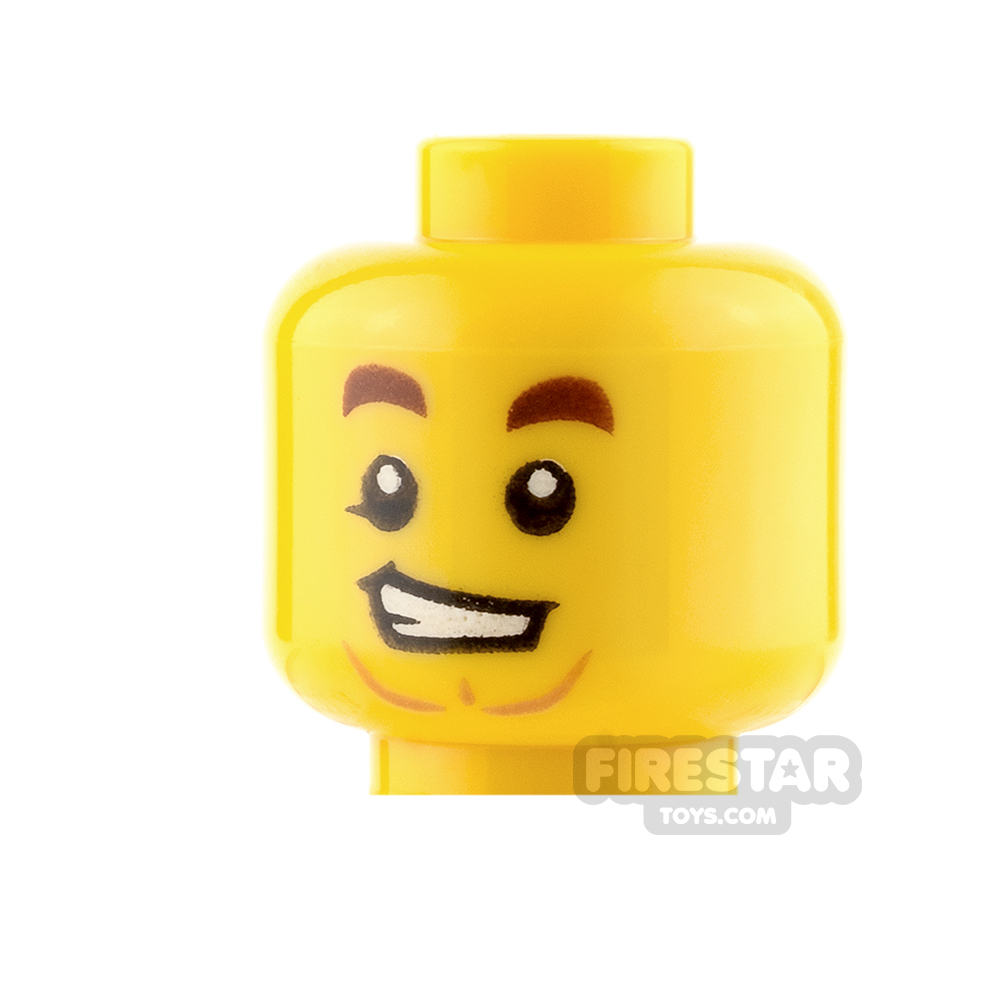 LEGO Mini Figure Heads - Brown Eyebrows and Grin