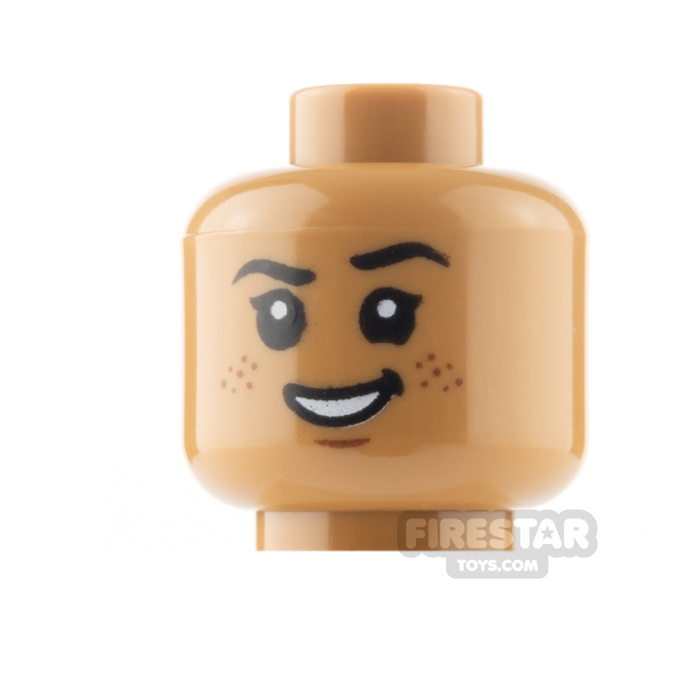 LEGO Minifigure Heads Freckles Open Mouth Smiles / Sad MEDIUM DARK FLESH