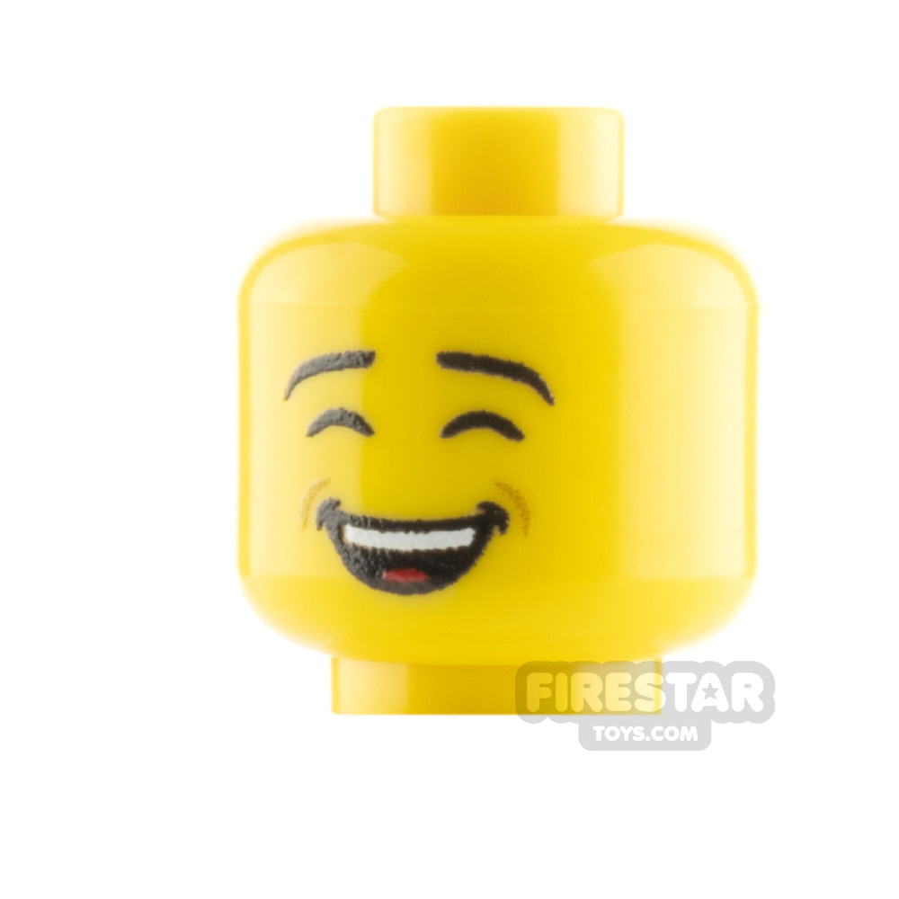 Custom Mini Figure Heads - Laughing - Yellow YELLOW