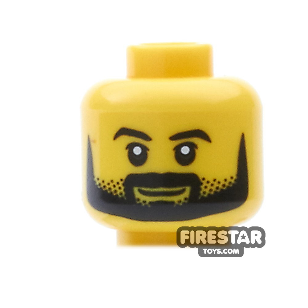 LEGO Mini Figure Heads - Black Beard - Smile YELLOW