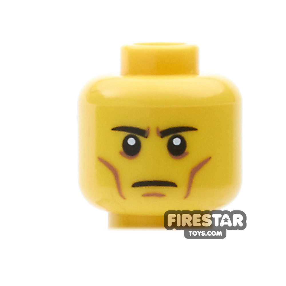 LEGO Mini Figure Heads - Stern - Cheek Lines YELLOW