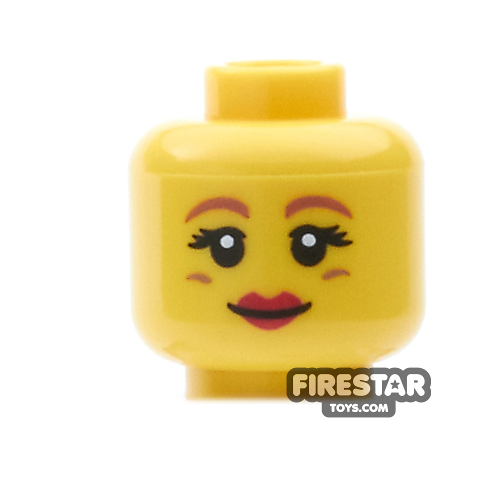 LEGO Mini Figure Heads - Red Lips - Under Eye Lines