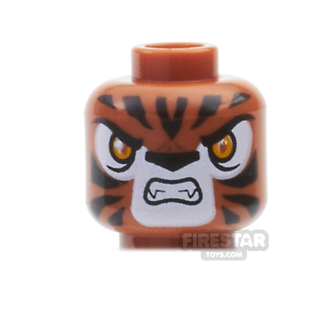 LEGO Mini Figure Heads - Tiger - Trakkar DARK ORANGE