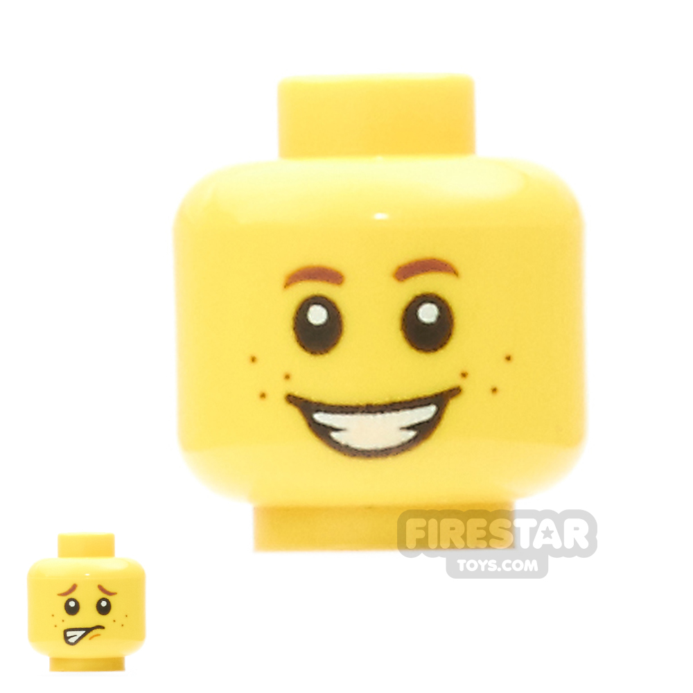 LEGO Mini Figure Heads - Freckles and Smiling YELLOW