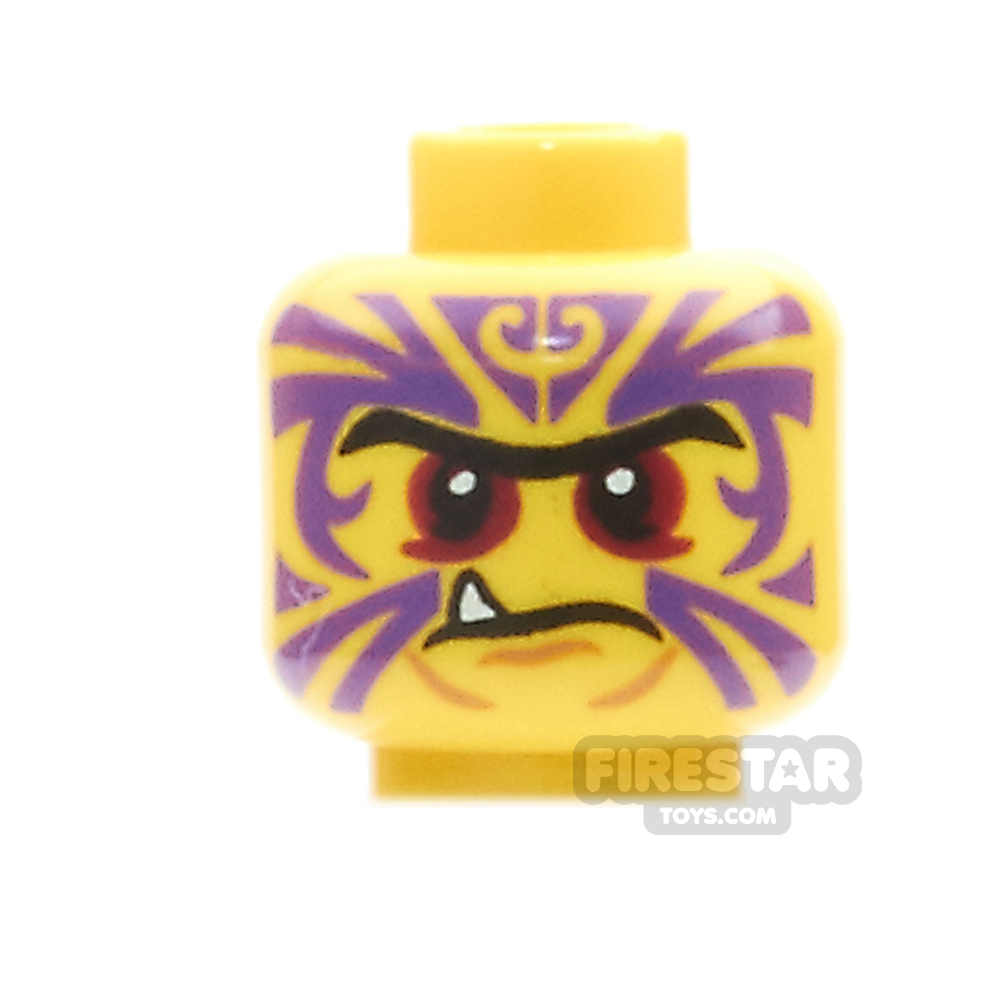 LEGO Mini Figure Heads - Zugu- Purple Tattoo, Fang Pattern