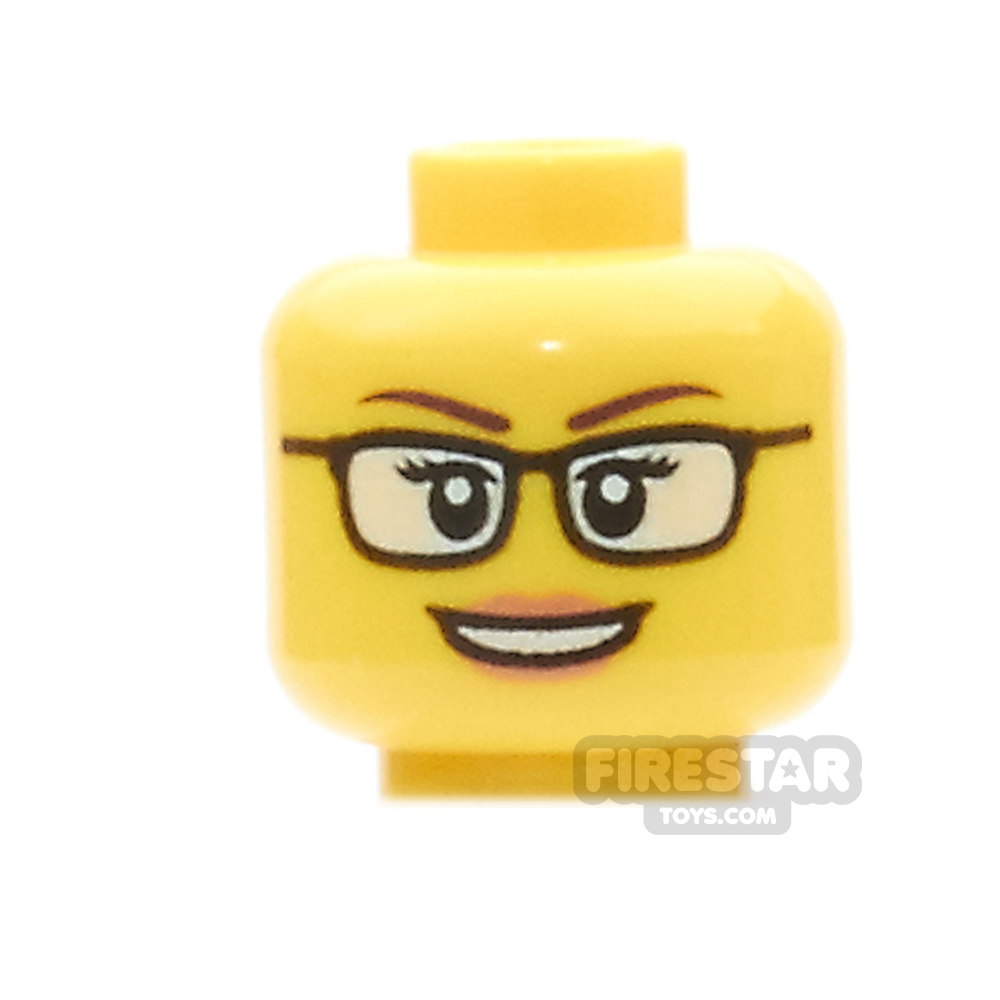 LEGO Mini Figure Heads - Peach Lips And Glasses YELLOW