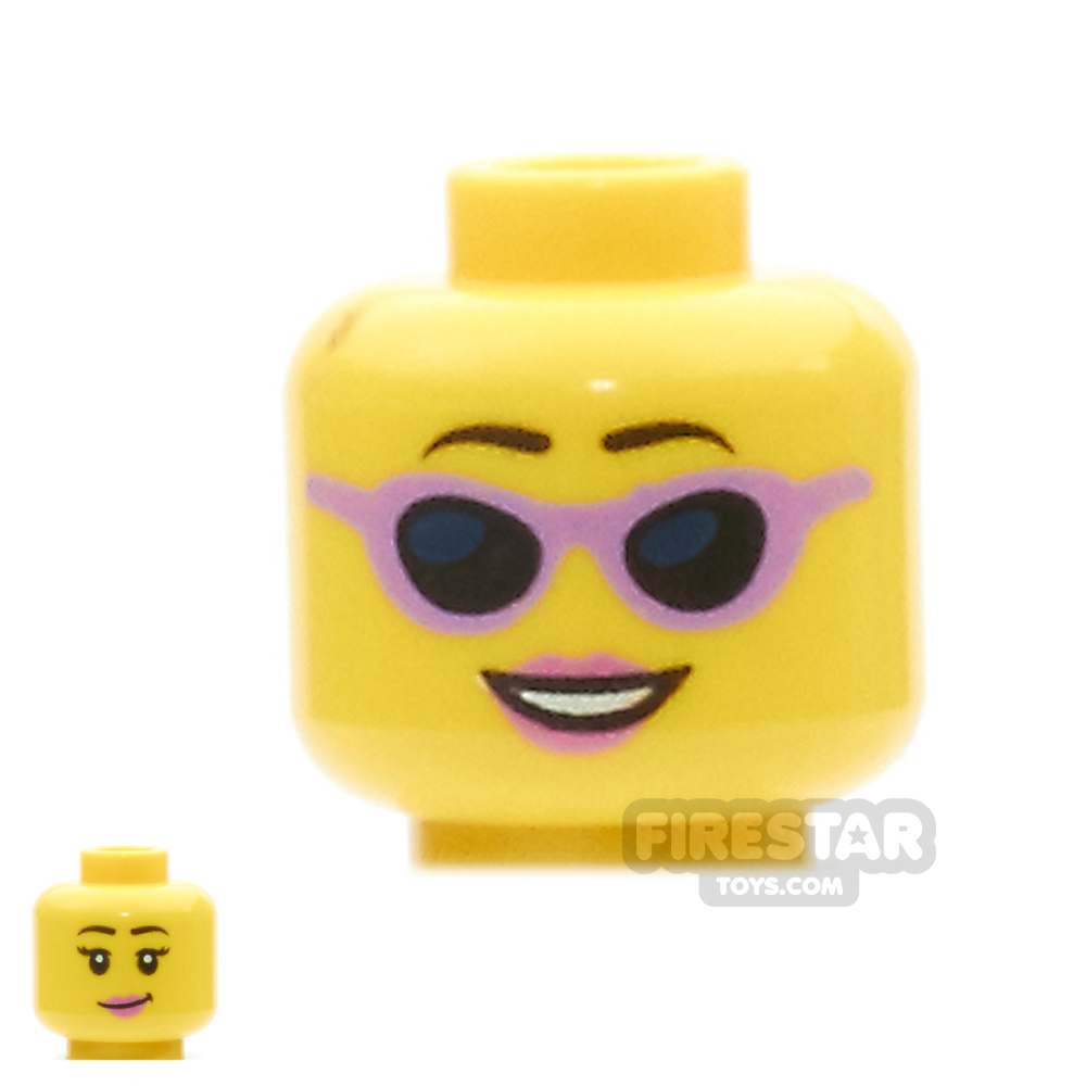 LEGO Mini Figure Heads - Purple Sunglasses/ Closed Mouth Smile