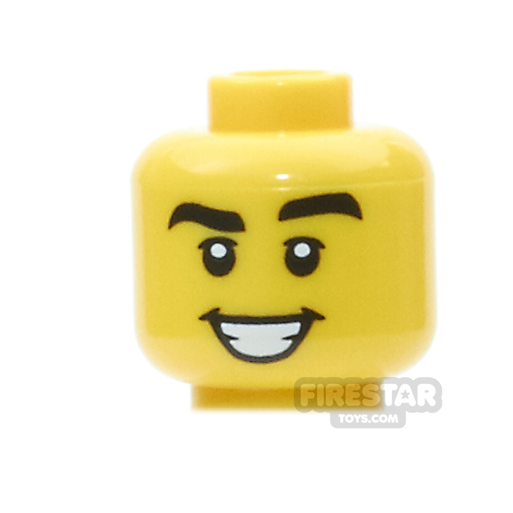LEGO Mini Figure Heads - Thick Eyebrows And Grin