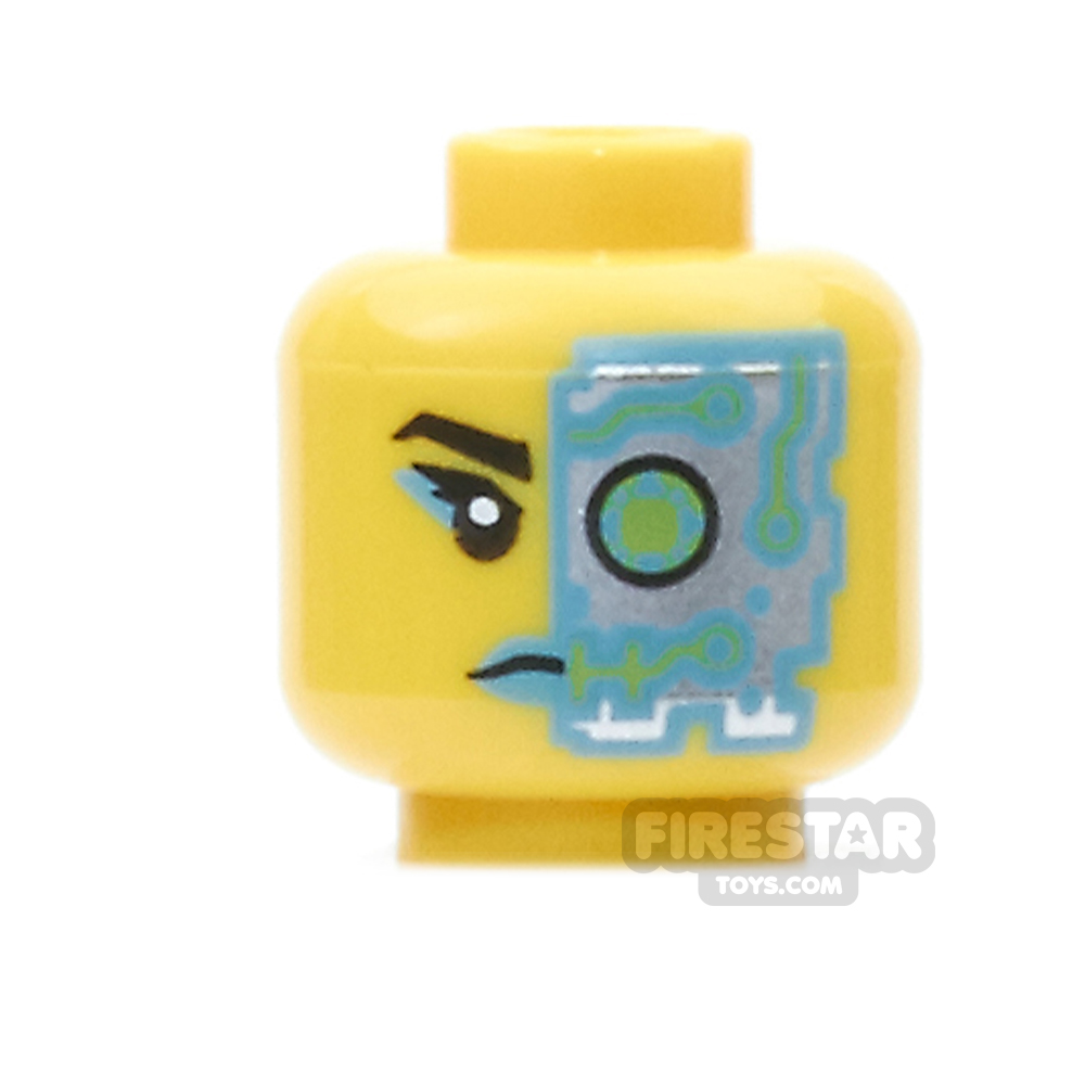 LEGO Mini Figure Heads -  Dark Azure Lips and Cyborg Eye Piece