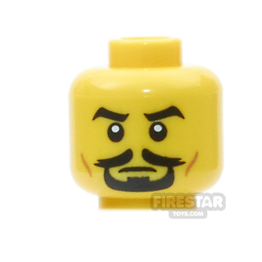 LEGO Mini Figure Heads -  Black Goatee And Arched Eyebrows YELLOW