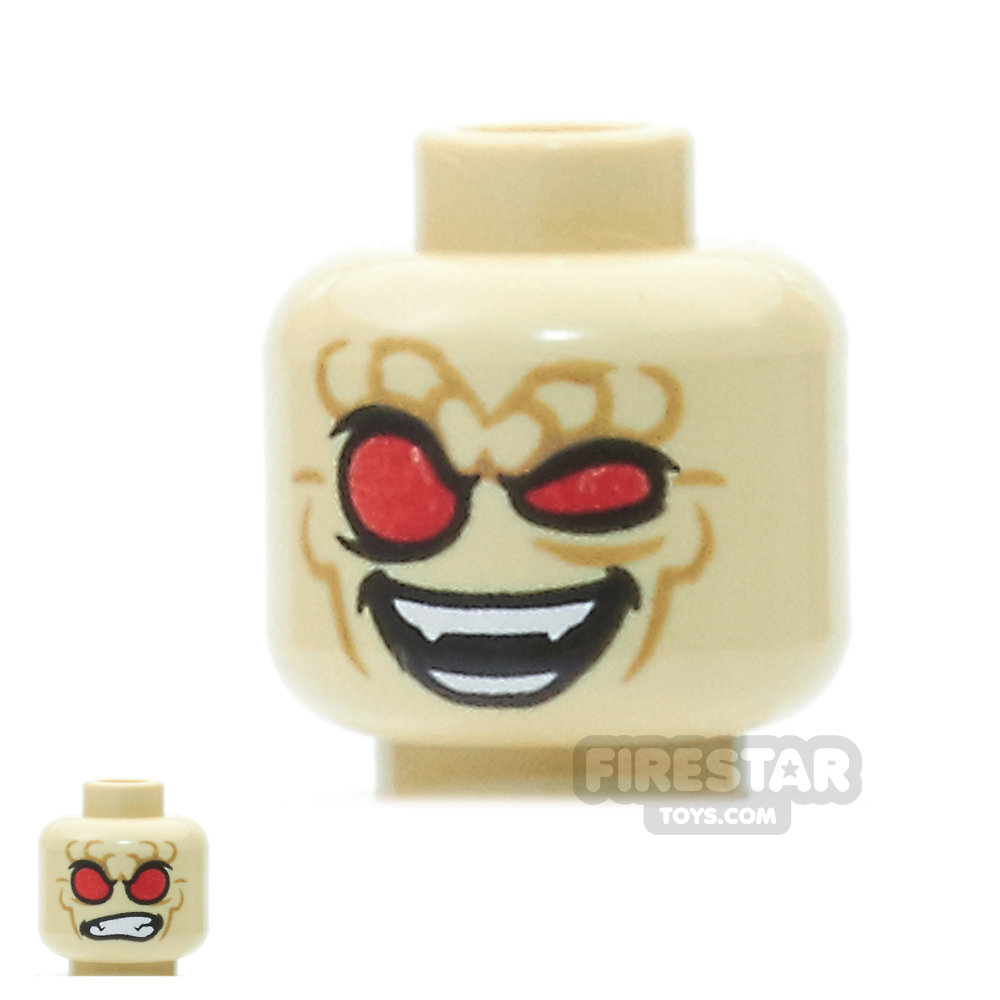 LEGO Mini Figure Heads - Clenched Teeth / Evil Smile TAN