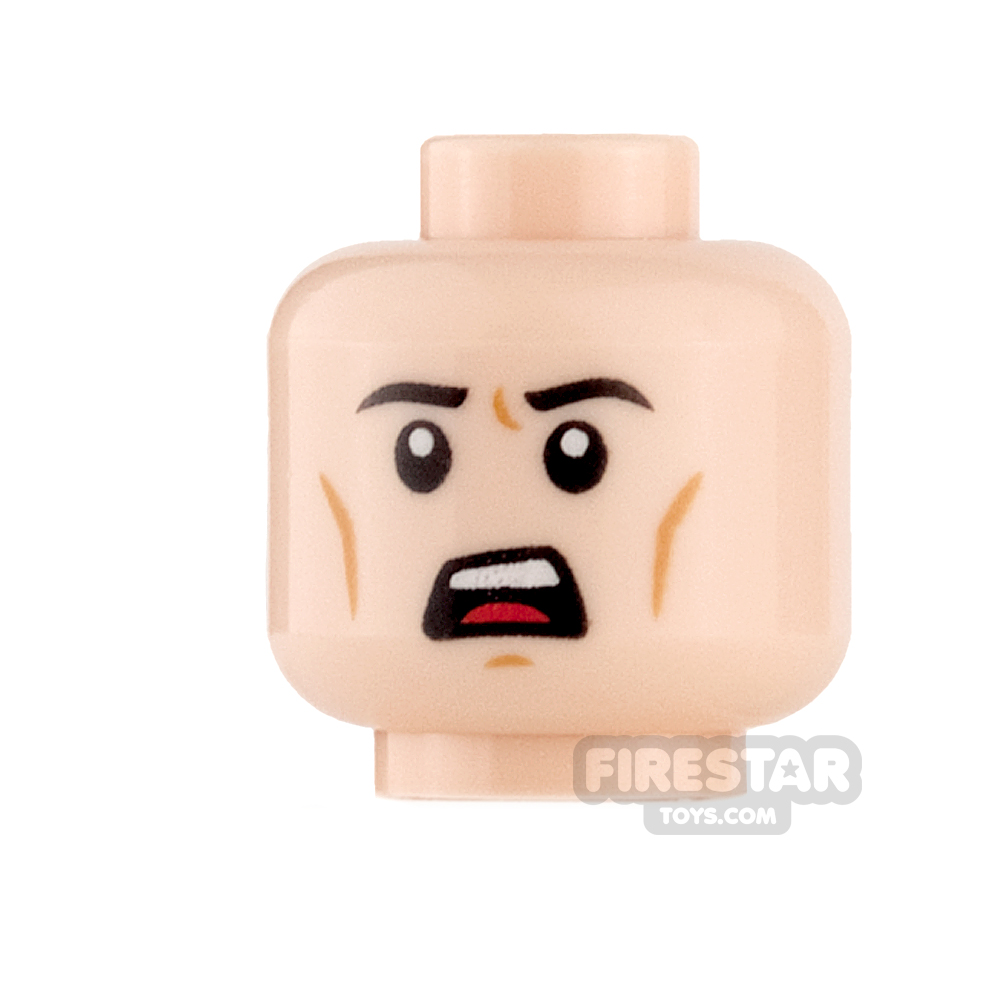 LEGO Mini Figure Heads - Open Mouth Scowl LIGHT FLESH