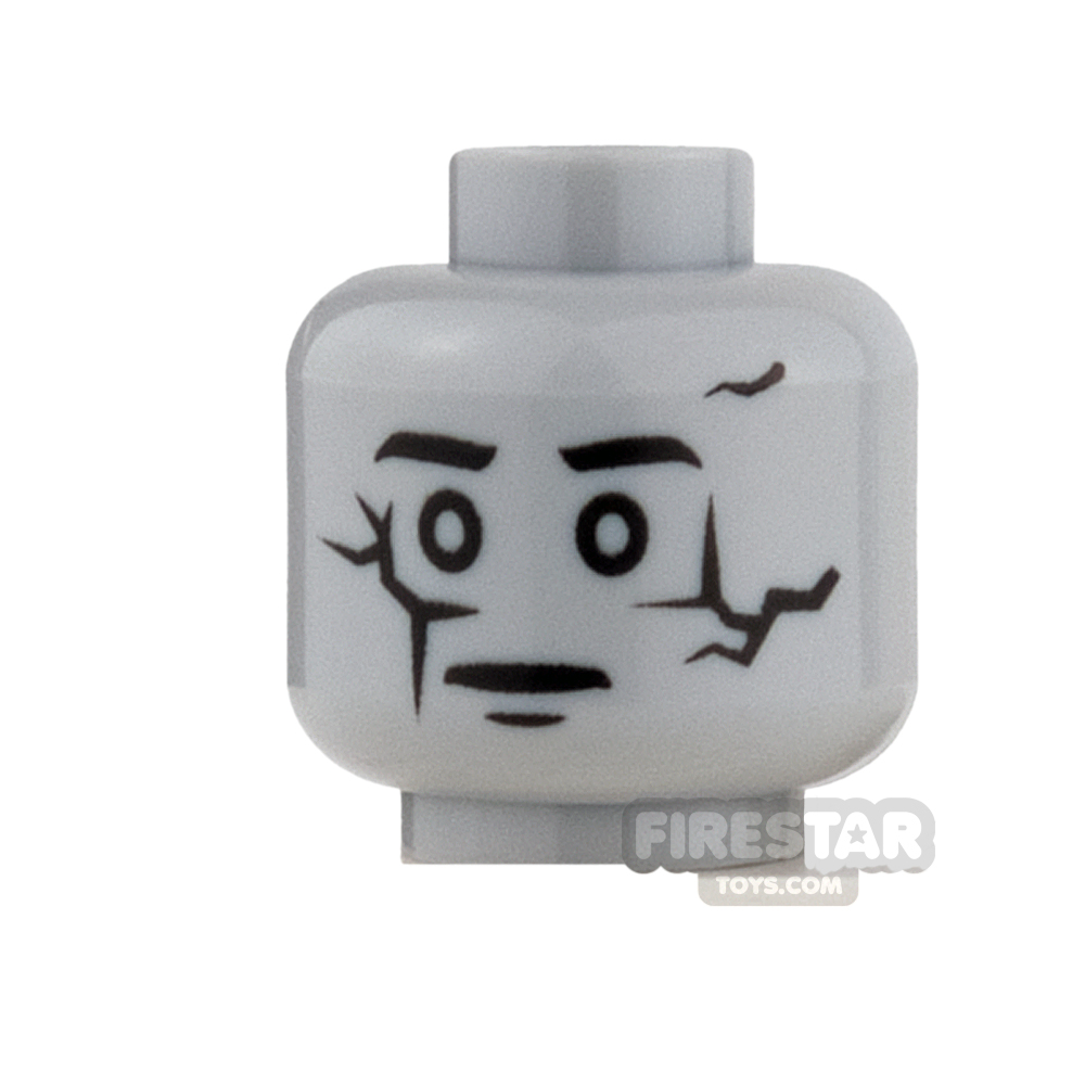 LEGO Mini Figure Heads - Cracked Statue / Ghost Face with Scowl