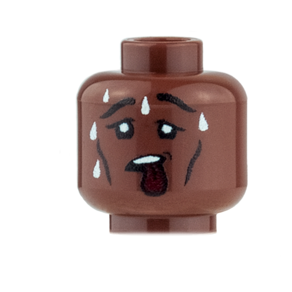 Custom Minifigure Heads - Sweating - Male - Reddish Brown REDDISH BROWN