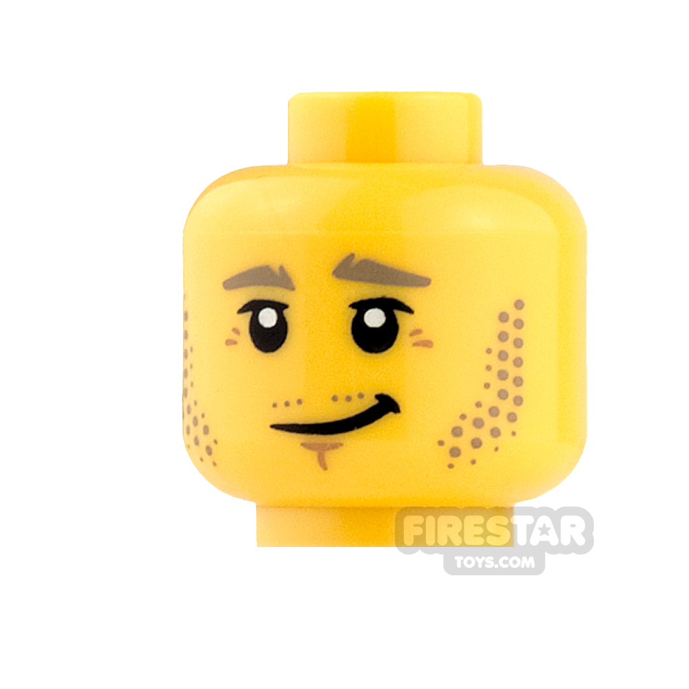 LEGO Mini Figure Heads - Crooked Grin and Stubble