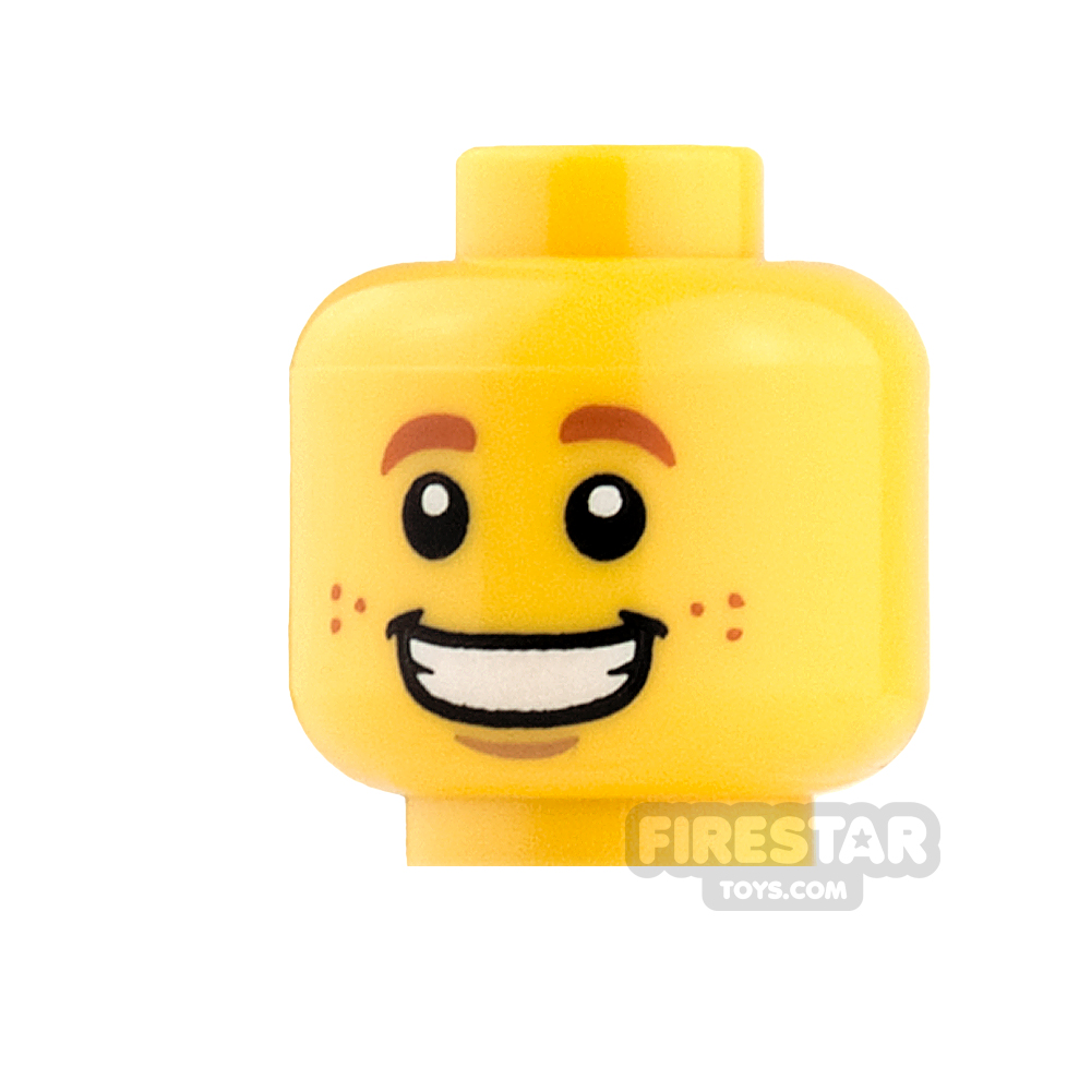 LEGO Mini Figure Heads - Dark Orange Eyebrows and Freckles YELLOW