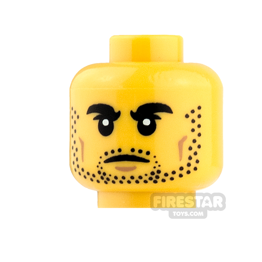 LEGO Mini Figure Heads - Thick Eyebrows and Stubble YELLOW
