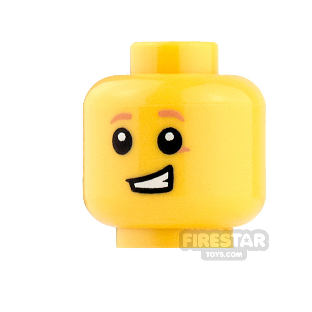 LEGO Mini Figure Heads - Orange Eyebrows and Lopsided Grin